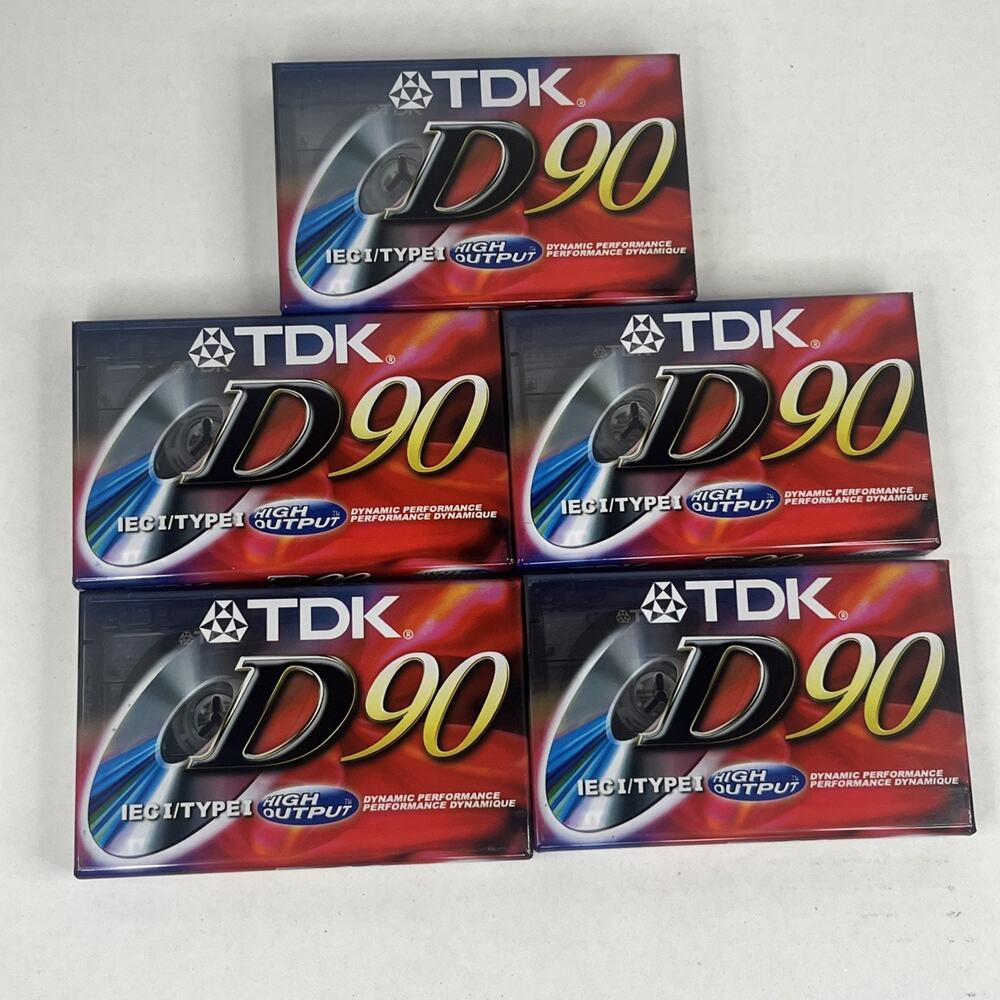 Lot of 5 TDK D90 IECI/TYPEI High Output Blank Cassette Tapes BRAND NEW / SEALED